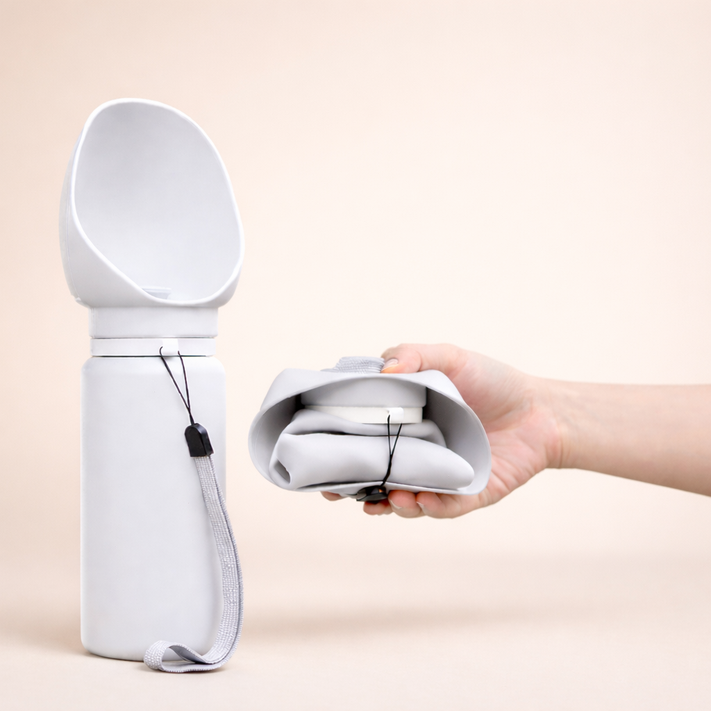 Dog accompanies outdoor portable travel foldable kettle